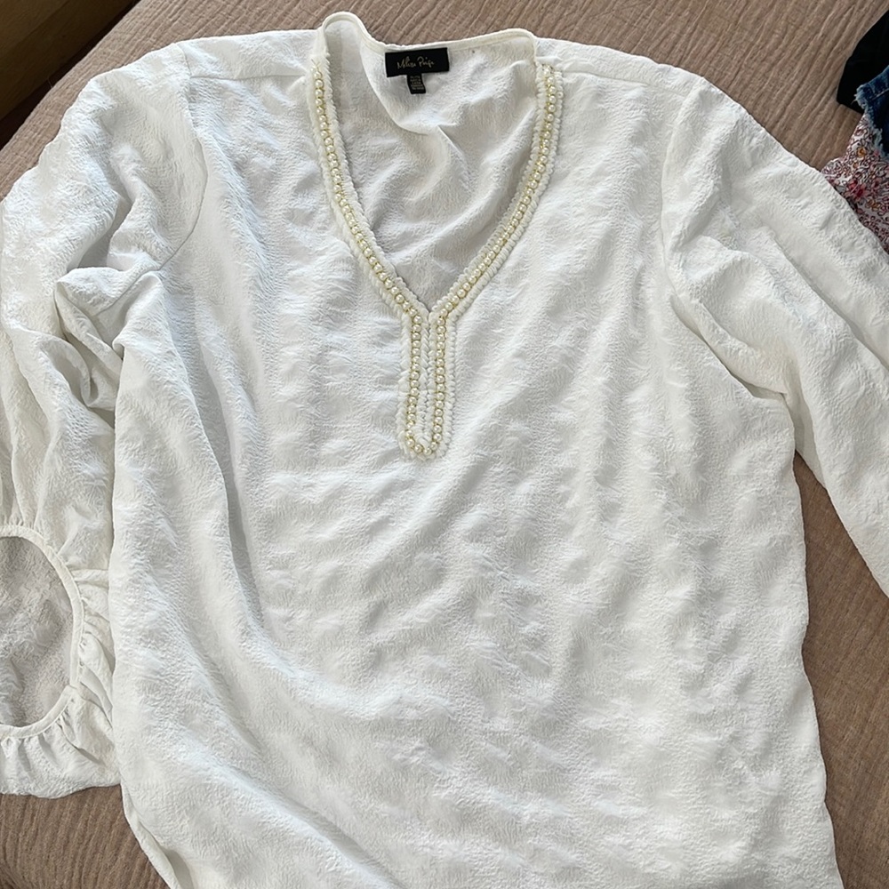 White top with pearl detail
